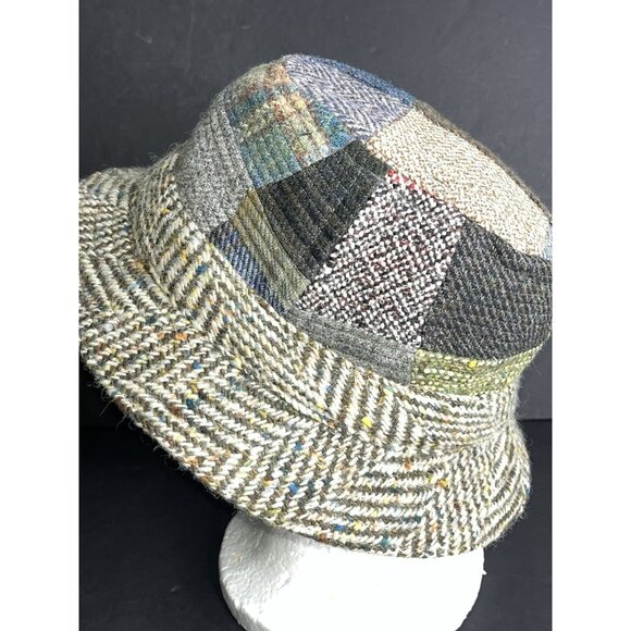 Vintage John Molloy Donegal Tweed Patchwork Pure Wool Hat Size M Ireland Made - Picture 4 of 8